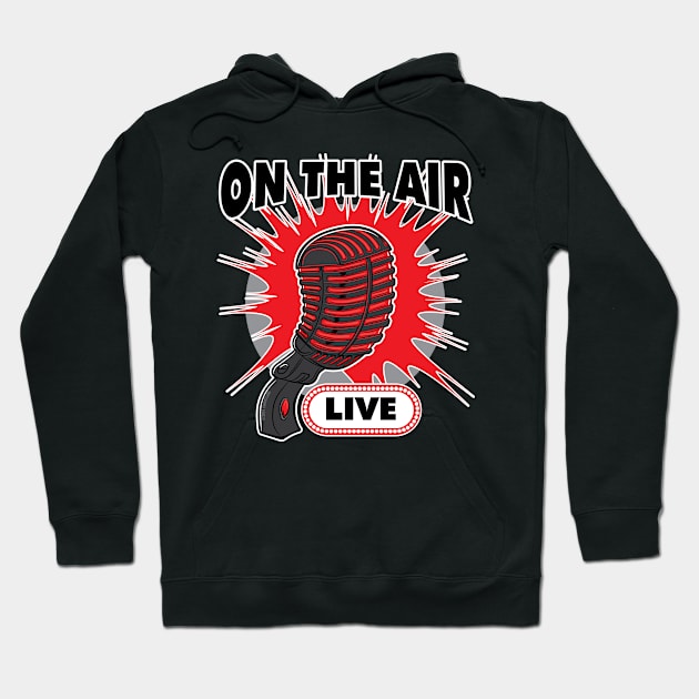 On The Air Live Vintage Microphone Hoodie by eShirtLabs